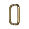 An angled perspective of the 6-inch brushed bronze solid brass pull handle.
