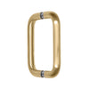 An angled perspective of the 3/4-inch diameter solid brass pull handle in a satin brass finish.