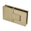 The Bellagio 180-degree brass hinge shown from an angled perspective to highlight its concealed design.