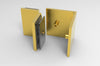 The satin brass Bellagio bracket is shown disassembled, revealing the internal mounting components and gaskets.