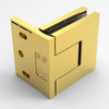 The back plate of the satin brass Bellagio hinge, highlighting the mounting holes and adjustable design.