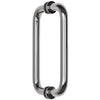 An angled side view showing the tubular design of the brass pull handle.