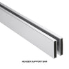 The polished stainless steel header support bar shown against a white background with a label below.