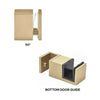 The Cavoli shower door accessory kit featuring a 90-degree connector and a bottom door guide labeled with text.