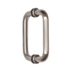 An angled side view of the BM series tubular pull handle highlighting the brushed nickel finish.