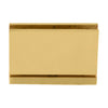 A front-facing view of the satin brass Cardiff series hinge designed for head and sill mounting.