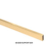 A 78-inch satin brass stainless steel header support bar for the Cavoli shower door system shown against a white background.