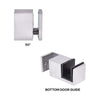 The Cavoli shower door accessory kit labeled with 90-degree connector and bottom door guide components.