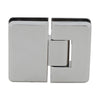 A front-facing view of the brass Cologne 180 series glass-to-glass hinge in a polished nickel finish.