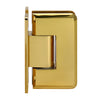 A side profile view of the polished brass adjustable wall mount hinge.
