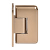 A side profile view of the adjustable Cologne series brass shower door hinge in dark brushed bronze.