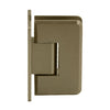 Side profile view of the brass Cologne series wall mount hinge with a beveled edge design.