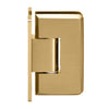 A side profile view of the satin brass Cologne 037 series shower door hinge.