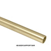 A cylindrical brushed bronze header support bar for a shower door system shown against a white background.