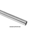 The brushed stainless steel header support bar is shown against a white background with a label below.