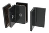 The Como Series glass-to-glass bracket is shown disassembled to reveal the internal mounting hardware and gaskets.