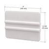 The white plastic double edge scraper is shown with dimension lines indicating a width of 4 inches and a height of 2-7/8 inches.