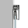 A cross-section view showing the internal roller mechanism and glass clamp of the CRL50 wall mount sliding door kit.