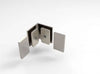 An exploded view of the brass Bellagio Series glass-to-glass bracket showing the internal mounting components.