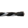 A close-up view of the carbide tip and spiral flutes on the masonry drill bit.