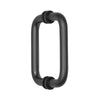 An angled perspective of the brass matte black back-to-back pull handle.