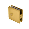 A rear view of the brass glass clamp showing the mounting screw and wall attachment point.