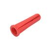 A single red plastic conical screw anchor shown from an angled top view.