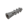 A single gray plastic screw anchor with a shoulder shown from a rear angle.