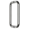 An angled view showing the squared design of the 8-inch polished chrome pull handle.
