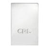 A front-facing view of a rectangular polished stainless steel end cap for a B5S series base shoe featuring the CRL logo.