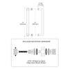 Technical diagram showing the dimensions and back-to-back mounting hardware for the 12-inch pull handle.