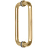 An angled side view of the BM series tubular pull handle highlighting the satin brass finish.
