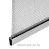 A close-up view showing the gray screen spline holding mesh wire securely inside a metal screen frame channel.