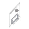 A line drawing illustration showing the black plastic screen wicket installed on a screen mesh panel.