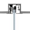 A cross-section view showing the internal roller mechanism and softbrake system for the sliding door.