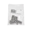 A plastic bag containing ten stainless steel headless Allen screws with 1/4"-20 threads.
