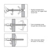 A three-step diagram illustrating how to install a toggle anchor into a wall.