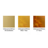 A comparison chart showing the natural patina progression of Unlacquered Brass from installation through five years of aging.