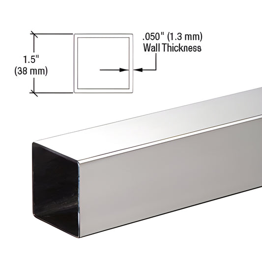 Polished stainless steel 1.5" square tubing HRS15PS, 236" long, .050" wall.