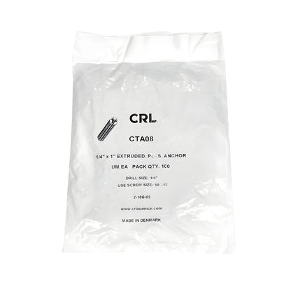 Green plastic masonry anchor 1 in long for 1/4 in drill holes (concrete, brick, block, stone), SKU CTA08