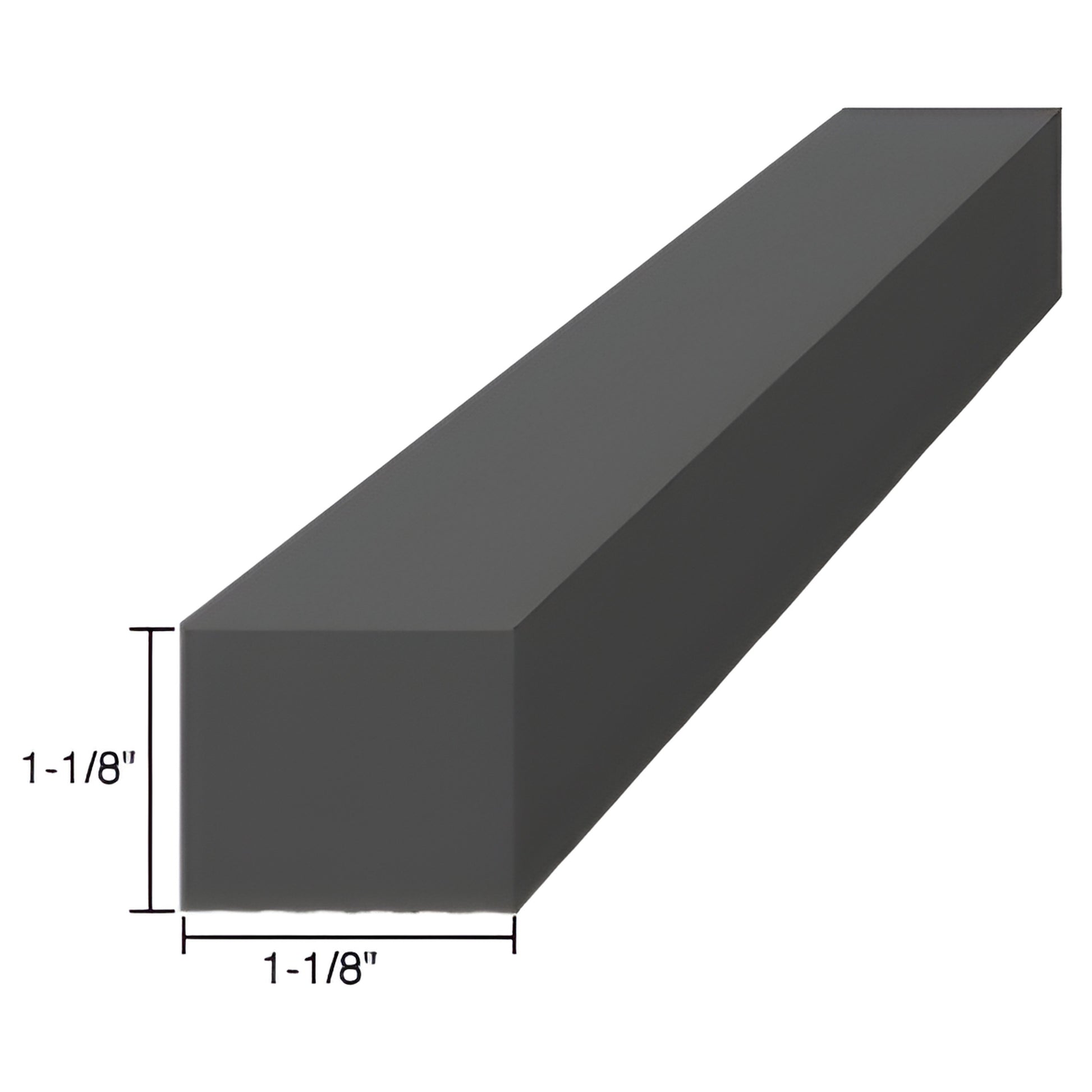 Black EPDM rectangular glazing setting block, 4" long x 1-1/8" square cross-section (SKU SBEP8)
