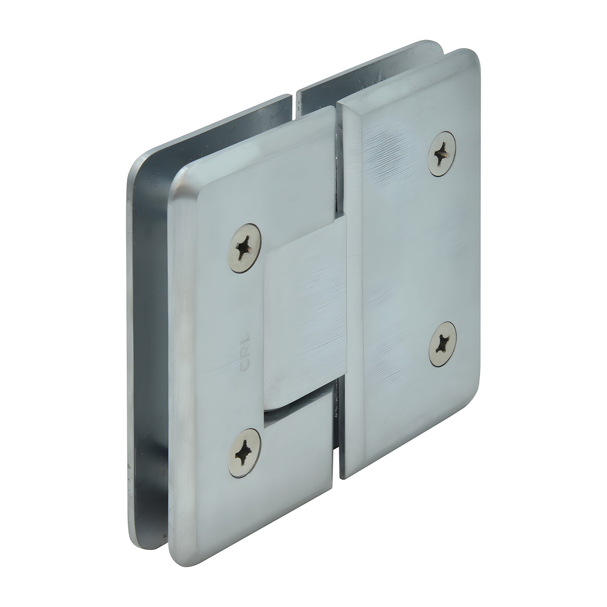 Brushed chrome Cologne 180 glass-to-glass shower hinge, beveled solid brass design (SKU C0L180BCH)
