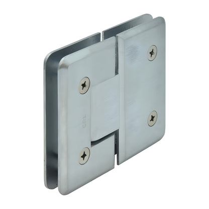 Brushed chrome Cologne 180 glass-to-glass shower hinge, beveled solid brass design (SKU C0L180BCH)