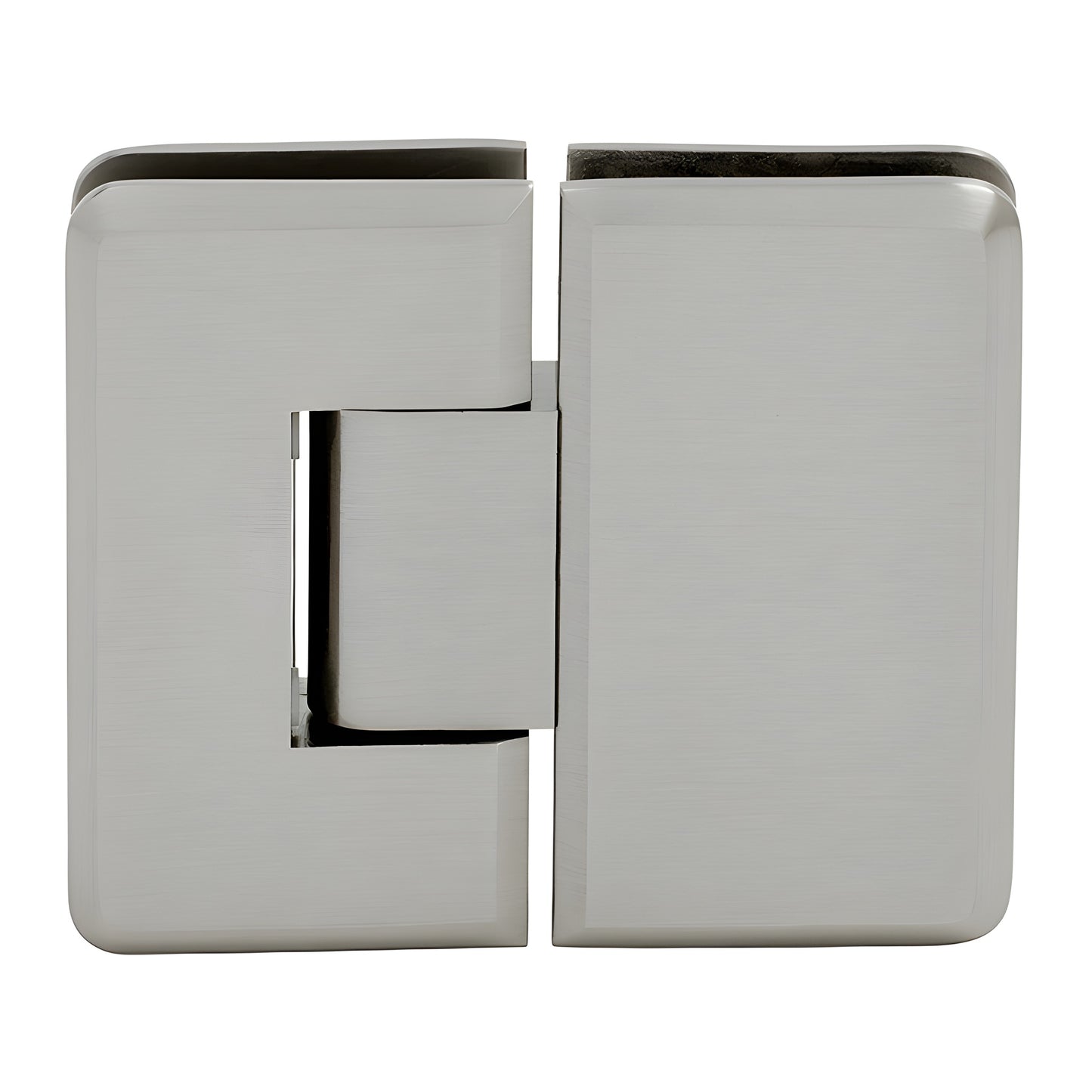 Brushed-nickel solid brass Cologne shower hinge, glass-to-glass positive-close for 10-12mm glass - SKU C0L780BN