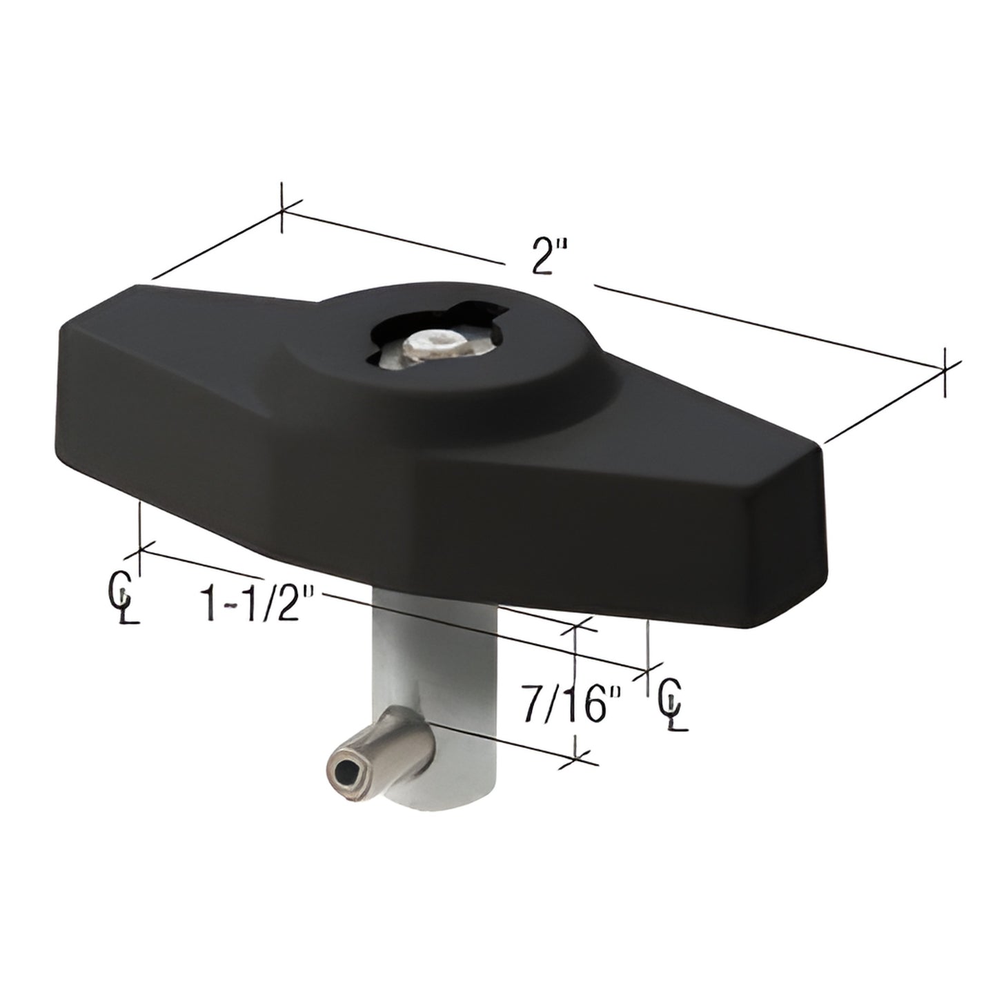 WH02333 black anodized spring-loaded tamper-resistant access control key lock, wing knob with metal shaft.