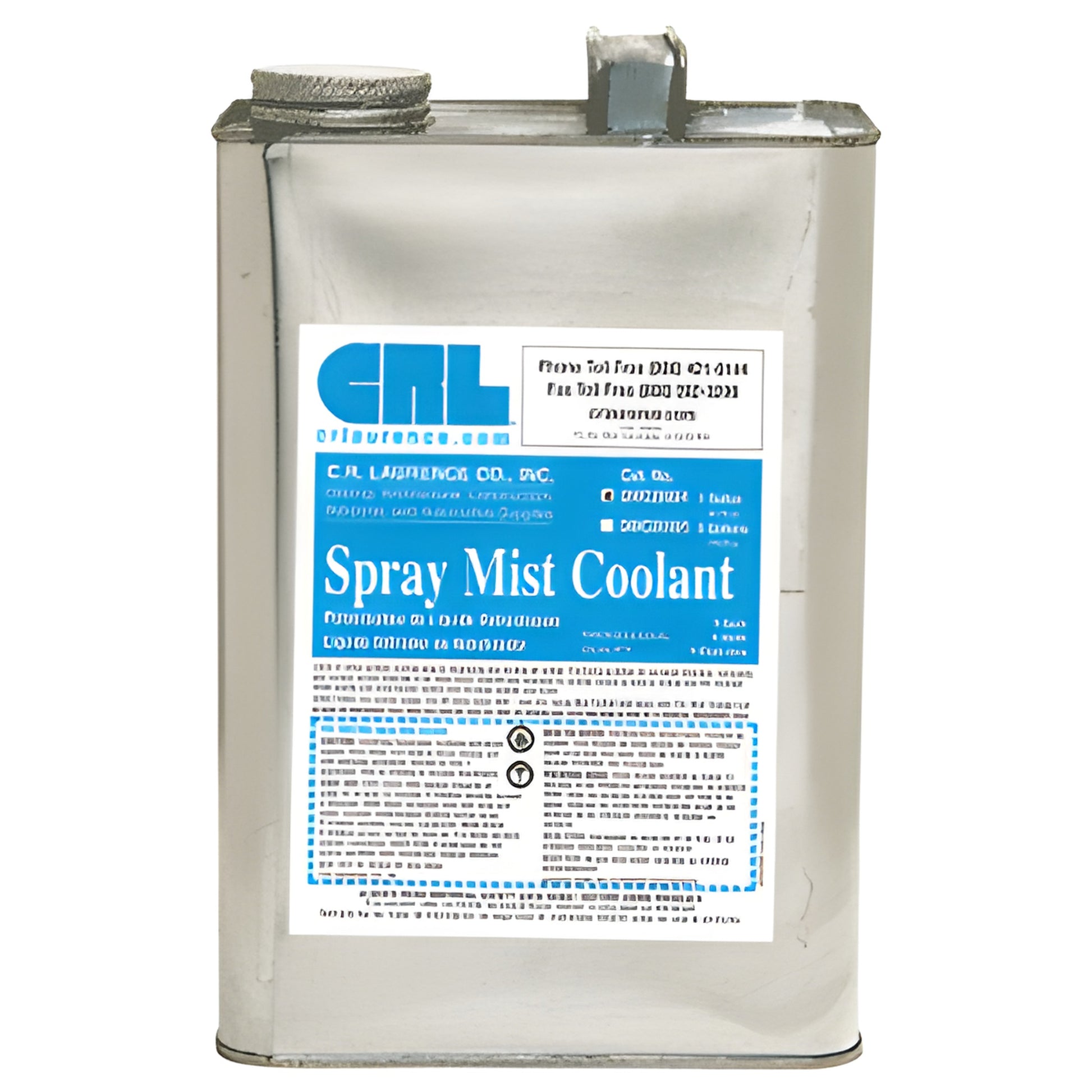 Metal 1-gal can of CRL Spray Mist Coolant (SMC20001) with blue and white label