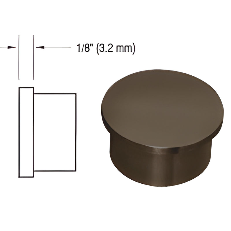 Black bronze anodized 1-1/2" pipe end cap for handrail (SKU HRH15ECDU)