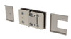 An exploded view of the Bellagio hinge showing the internal mounting hardware and cover plates.
