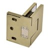 An angled view of the Bellagio wall mount hinge displaying the brass construction and brushed bronze finish.