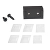The bottom guide assembly shown with two mounting screws and six white plastic replacement inserts.